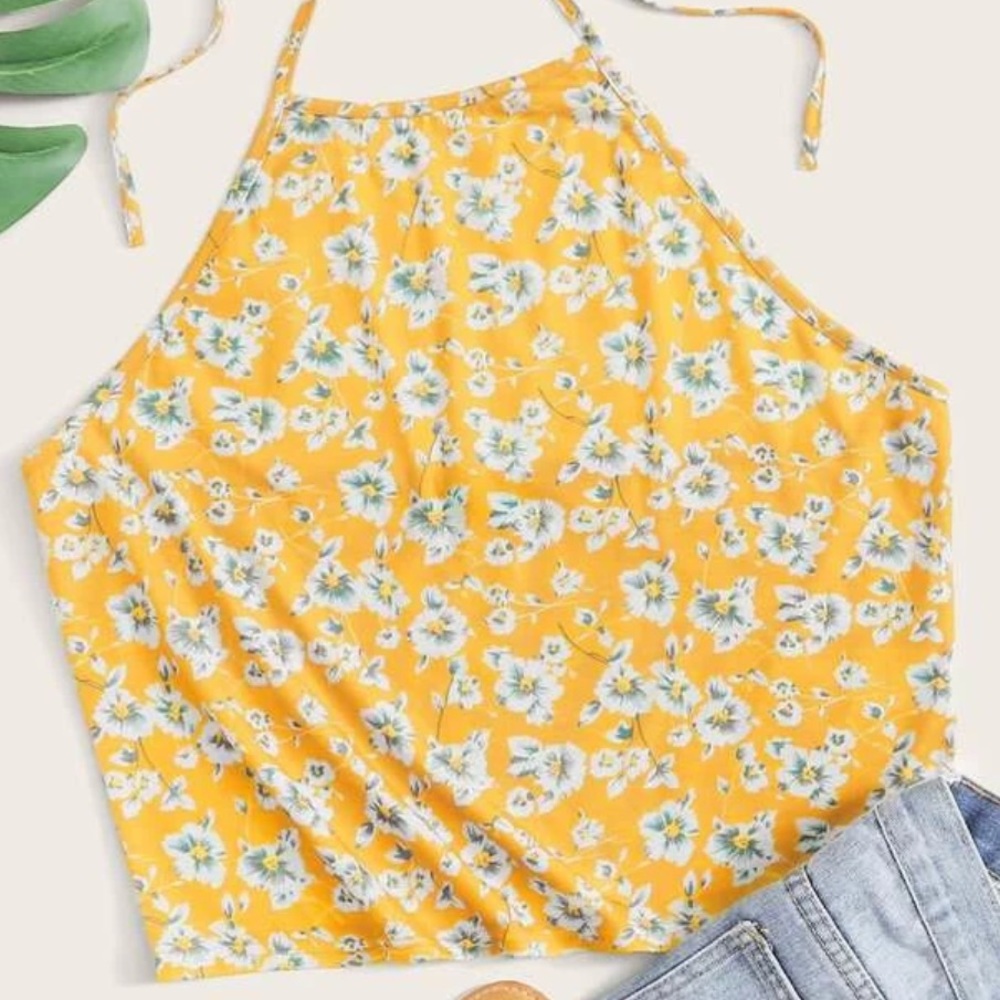 Sexy crop top with neck tie